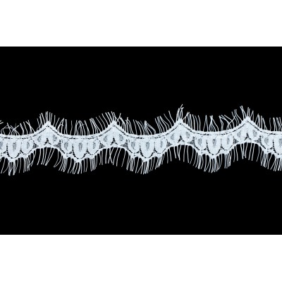 Koronka francuska z rzęskami biała GNR56105 sz. 2,5cm dł. 3m