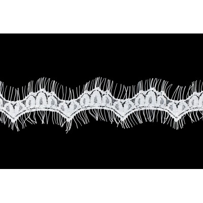 Koronka francuska z rzęskami biała GNR56105 sz. 2,5cm dł. 3m