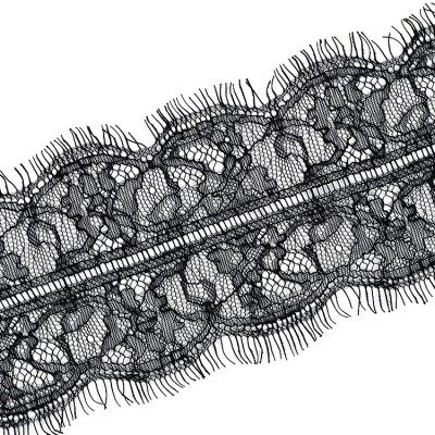 Koronka francuska z rzęskami czarna GNR60007 sz. 9cm dł. 3m