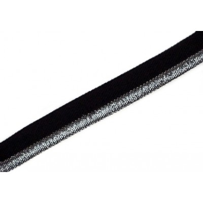 Guma ozdobna GU1407 czarno srebrna szerokość 12mm długość 20 yrd