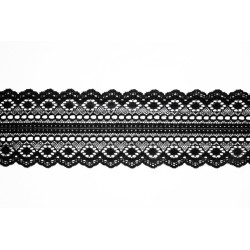 Koronka francuska elastyczna czarna TL07025 sz. 65mm dł. 1 yard