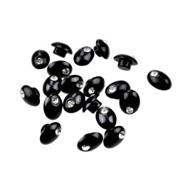 Guzik czarna łezka z akrylową cyrkonią 12 mm 5 szt