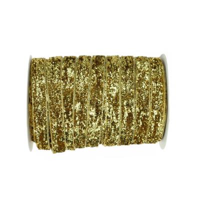 Aksamitka tasiemka brokatowa złota TA40277 10mm długość 30 yrd