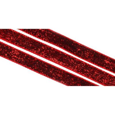 Aksamitka tasiemka brokatowa czerwona TA40277 10mm długość 30 yrd