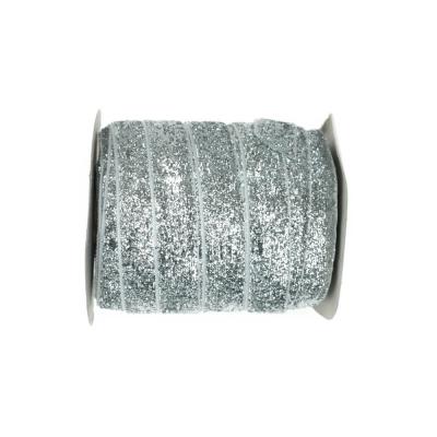 Aksamitka tasiemka brokatowa srebrna TA40277 15mm długość 30 yrd