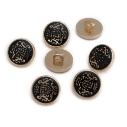 Guzik z czarnym zatopionym herbem 57500 złoty 15 mm 5 szt