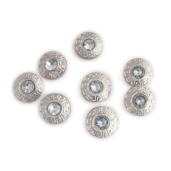 Guzik srebrny z cyrkonią i ornamentem od 11 mm. Opakowanie 5 szt.