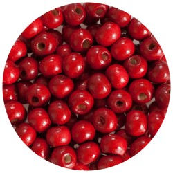 Koraliki drewniane czerwone różne rozmiary