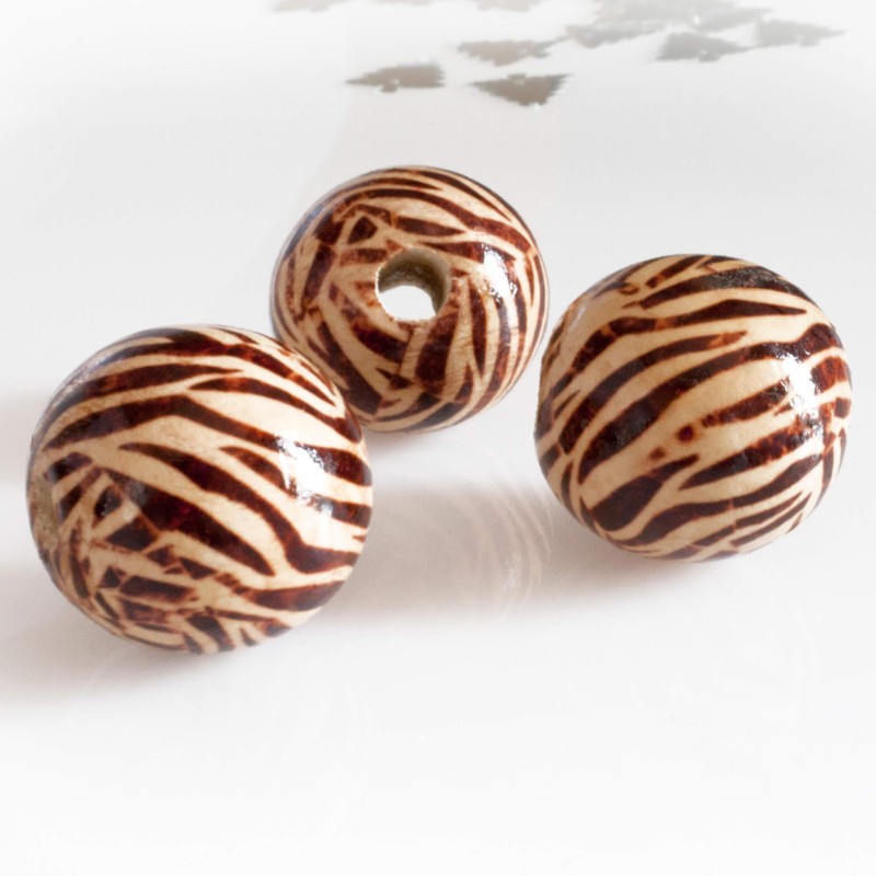 Koraliki drewniane naturalna zebra 30mm