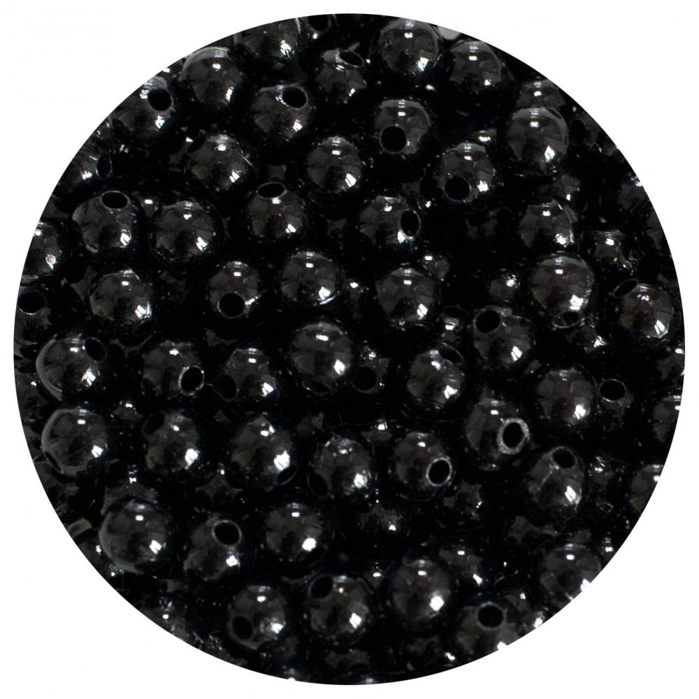 Koraliki akrylowe z ABS czarne 6 mm