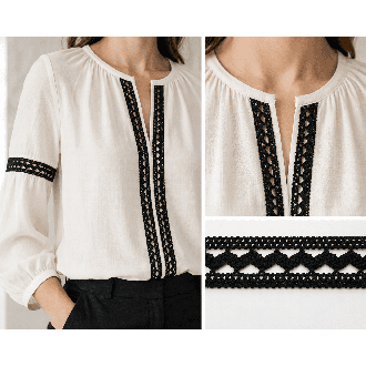 Koronka bawełniana KRB20223 15 mm kol. 145 czarna | Grofes