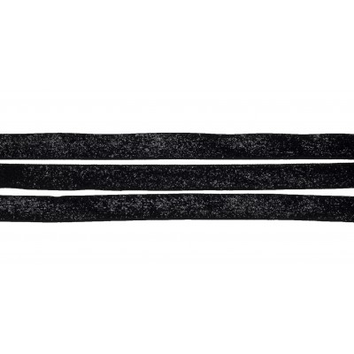 Aksamitka brokatowa czarna tasiemka TA40277 15mm długość 30 yrd