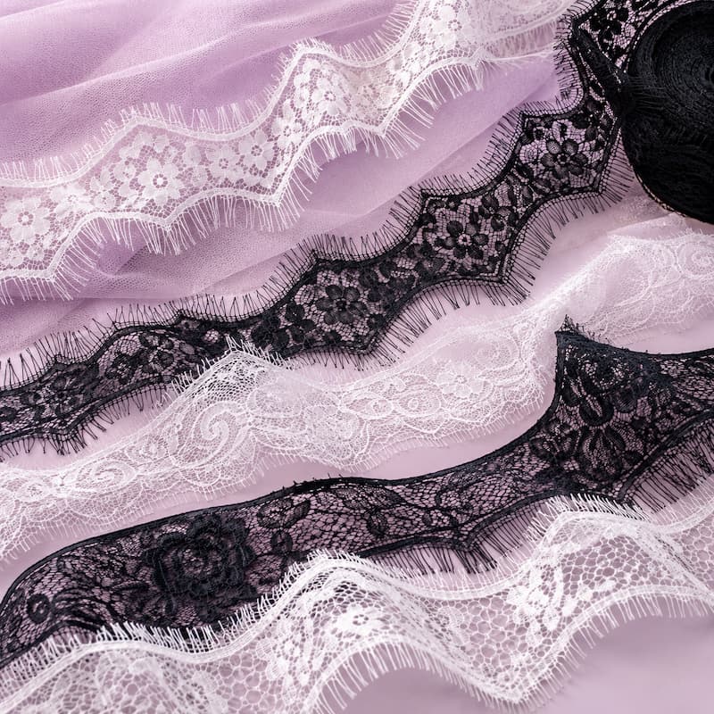 Koronki francuskie z rzęskami – eleganckie koronki do bielizny i zdobienia odzieży